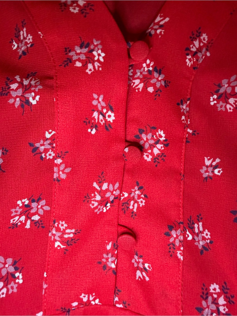 Madewell Red Floral Peplum V-Neck Blouse - Picture 4 of 7
